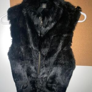 Plush Black Teddy Vest with Front Zip